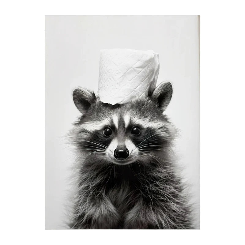 Funny Animals Canvas Wall Art for Bathroom Home - Style 7 / 30X45cm Unframed - Posters