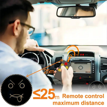 Black remote control with red and yellow buttons for funny black and gold smiley face led sign light car decor