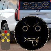 Black led sign light wheel cover with gold lights outlining smiley face and border for car decor