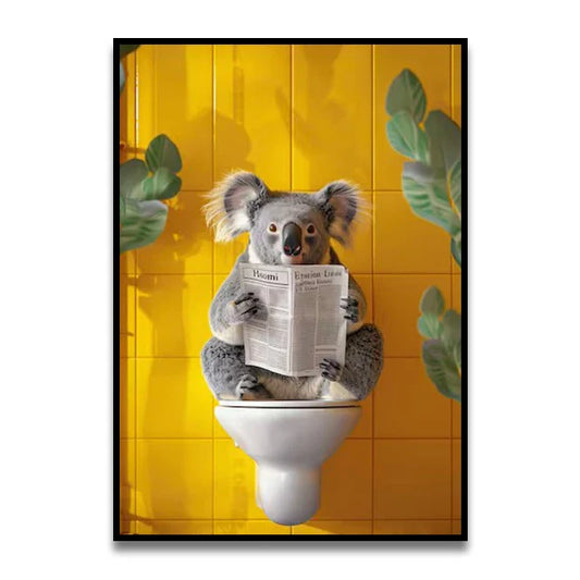 Funny Cat Bathroom Canvas Wall Art - SW10112 / (A4)21X30cm Unframed - Posters