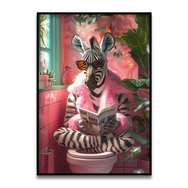 Funny Cat Bathroom Wall Art Print - Posters