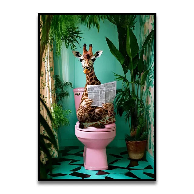 Funny Cat Bathroom Wall Art Print - Posters