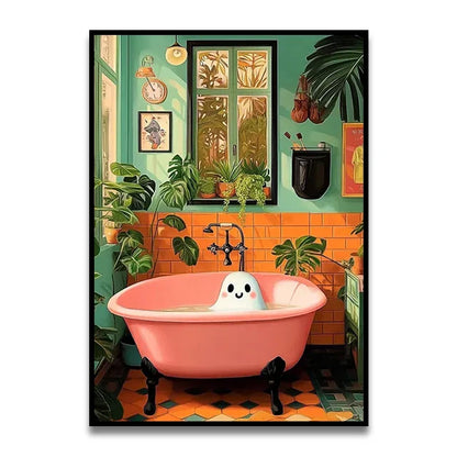 Funny Cat Bathroom Wall Art Print - Posters