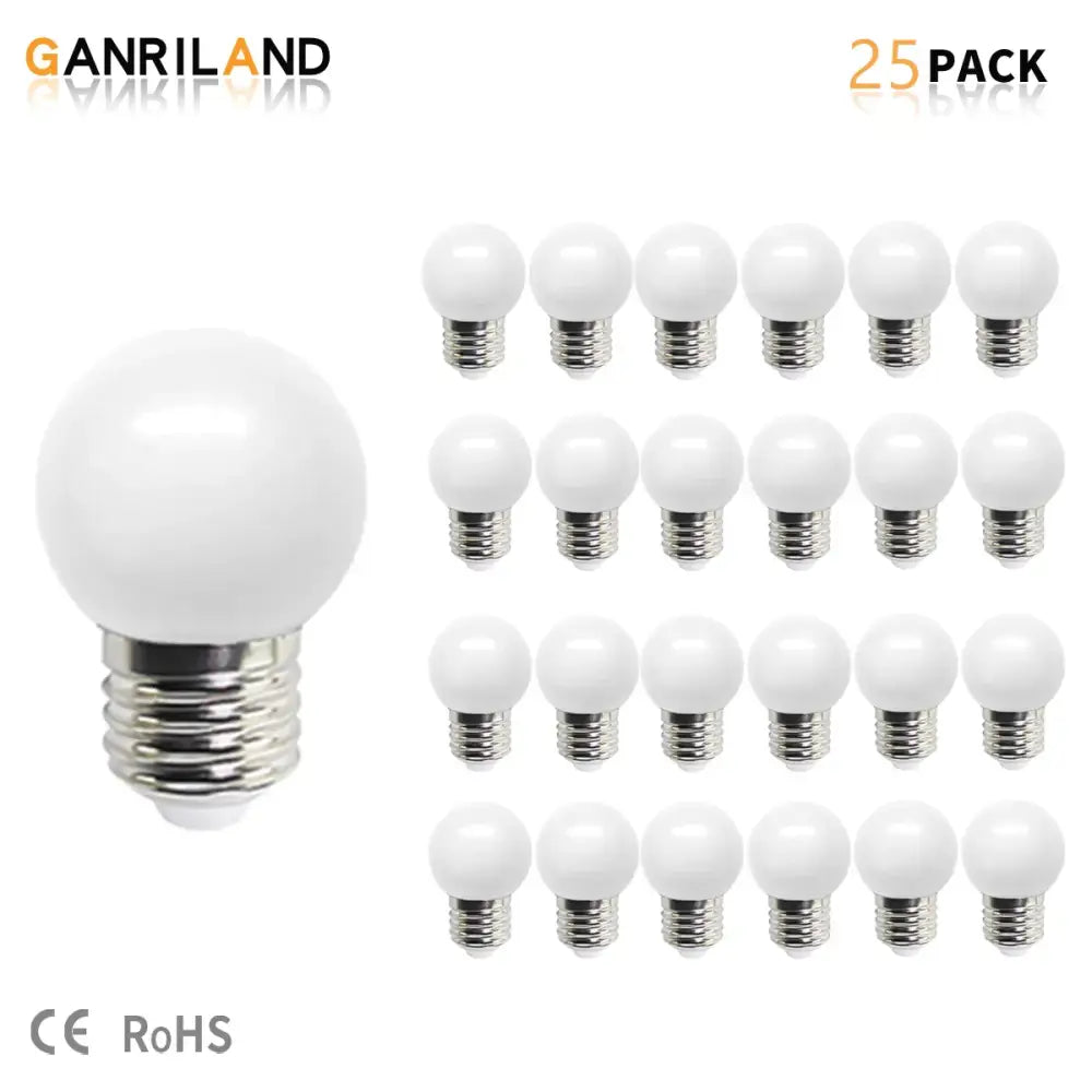 Decorbites g45 white frosted globe led bulb with silver e27 base for outdoor garden white string lights use