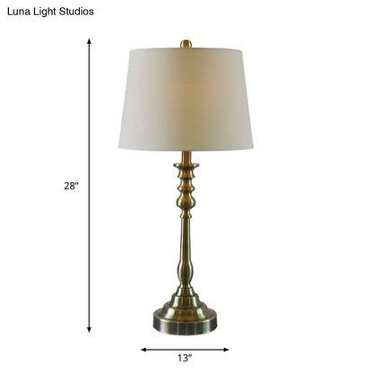 Gacrux - Gold Barrel Fabric Shade Night Table Lamp