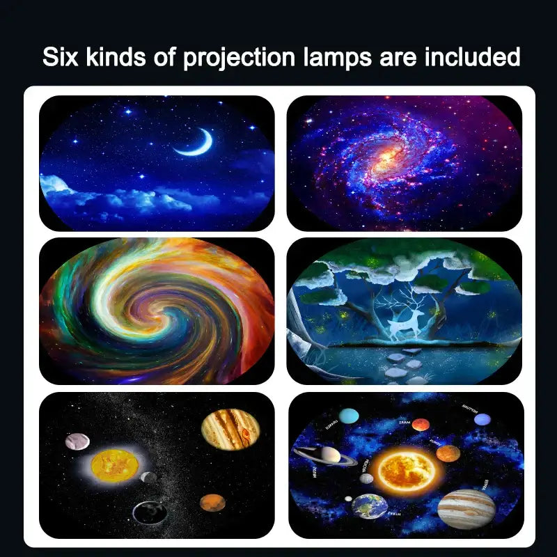 Galaxy white planetarium night light projector for kids bedroom includes six kinds of projection lamps
