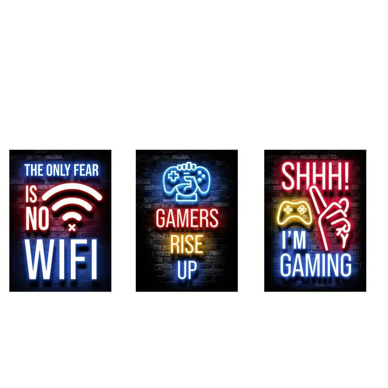 Gamer Room Decor Set - Graffiti Gamepad Canvas Prints - Dx3pcs / 30x40cm - Posters