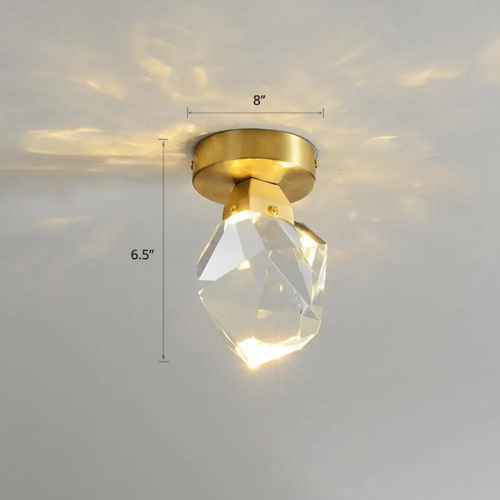 DecorBites™ DecorBites™ Gemstone Crystal Mini Ceiling Light in Brass Finish - LED Semi Flush Mount Fixture