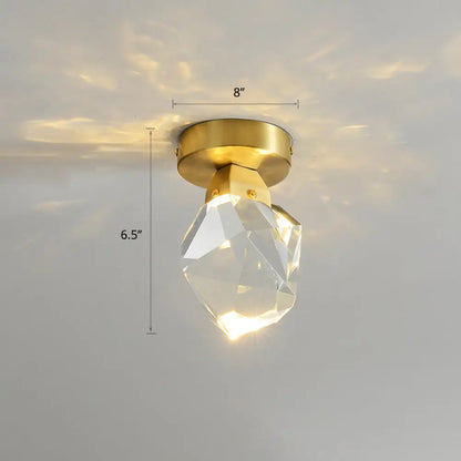 DecorBites™ DecorBites™ Gemstone Crystal Mini Ceiling Light in Brass Finish - LED Semi Flush Mount Fixture