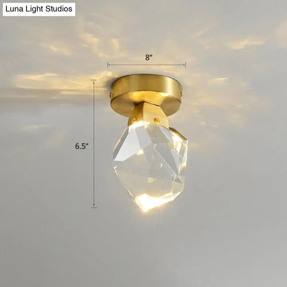 DecorBites™ DecorBites™ Gemstone Crystal Mini Ceiling Light in Brass Finish - LED Semi Flush Mount Fixture