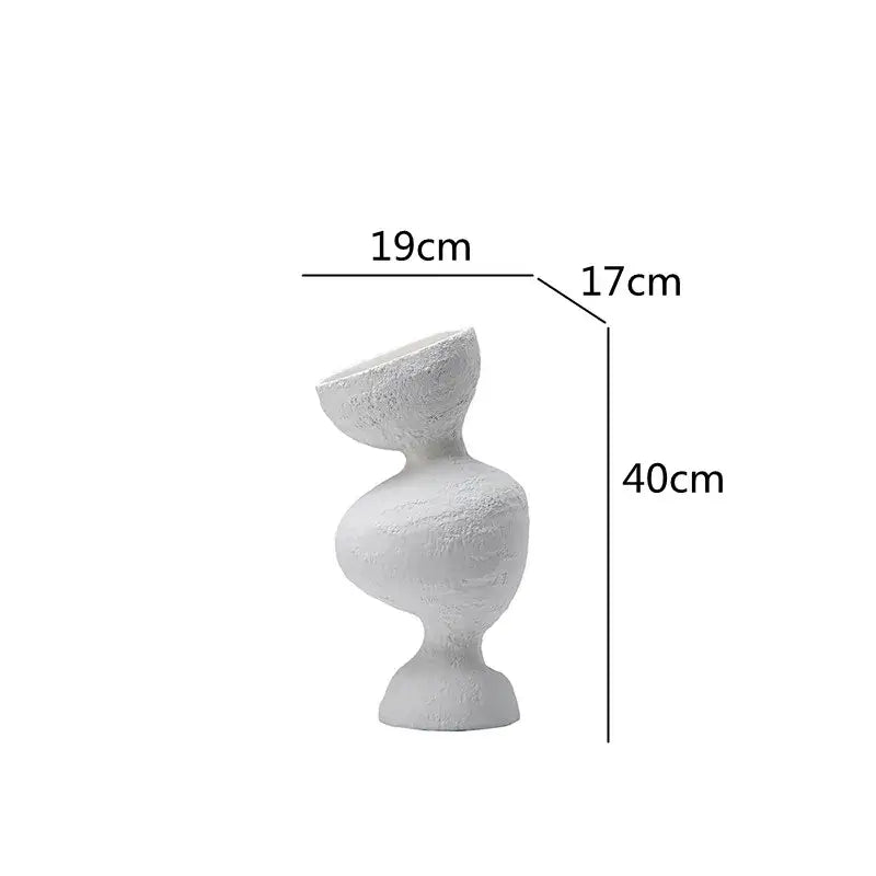 White textured ceramic vase with organic sculptural form for geometric abstract ceramic living room decorbites decor