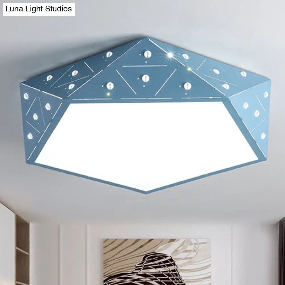 Lámpara de techo LED geométrica de acrílico DecorBites™ (16"/19.5" de ancho) - Colección Macaron - Opciones en rosa, azul y amarillo