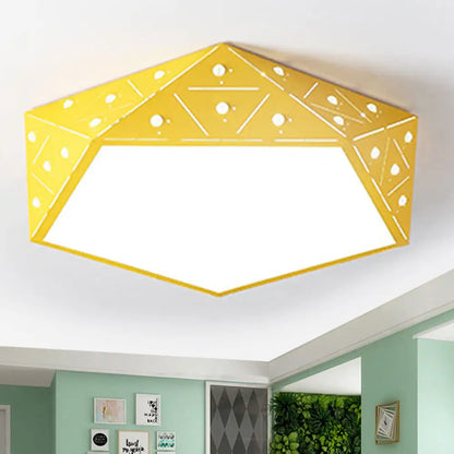 Lámpara de techo LED geométrica de acrílico DecorBites™ (16"/19.5" de ancho) - Colección Macaron - Opciones en rosa, azul y amarillo