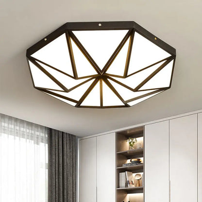 DecorBites™ DecorBites™ Geometric Acrylic LED Flush Light for Great Room Ceiling - Black/White/Gold