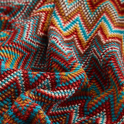 Vibrant multicolored zigzag knit fabric on decorbites geometric aztec baja blanket in mustard blue throw for living room decor