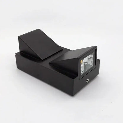 Geometric black led outdoor wall light with dual-head matte finish and sleek angular design for bedroom decoration