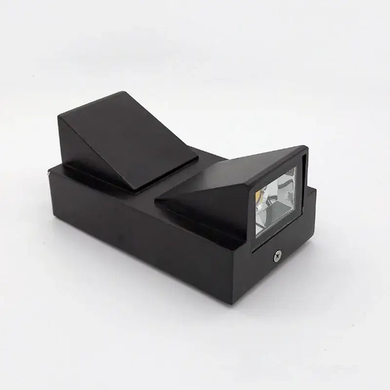 Geometric black led outdoor wall light with dual-head matte finish and sleek angular design for bedroom decoration