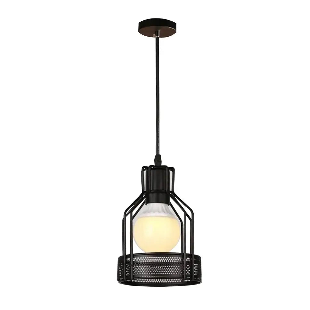 Geometric black metal chandelier kitchen wireframe pendant light with cage design and exposed bulb by decorbites black metal