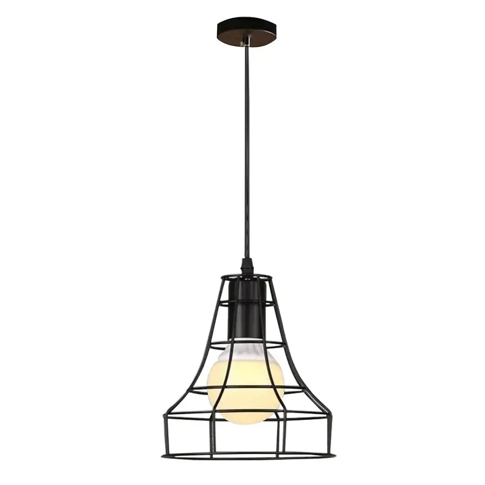 Geometric black metal chandelier kitchen wireframe pendant light with warm glow bulb by decorbites black metal