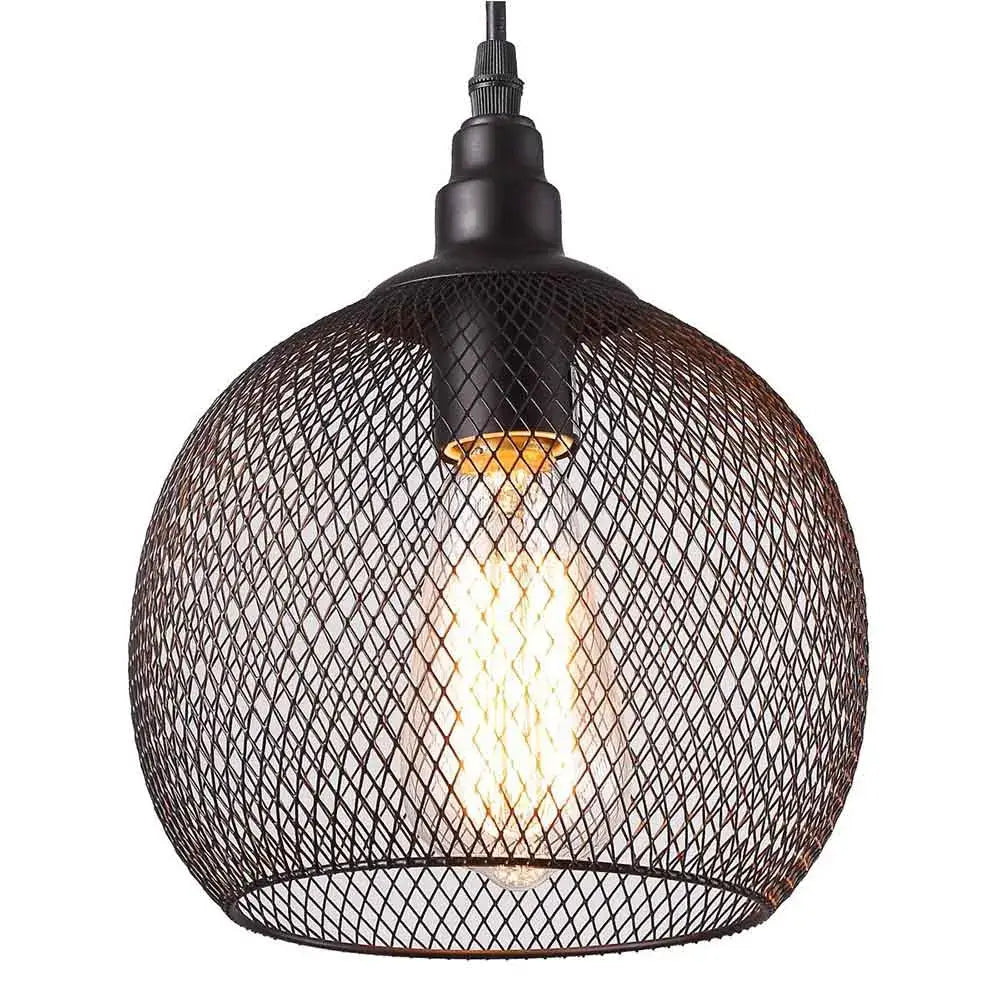 Geometric black metal chandelier kitchen wireframe pendant light with decorbites black metal mesh and warm filament glow