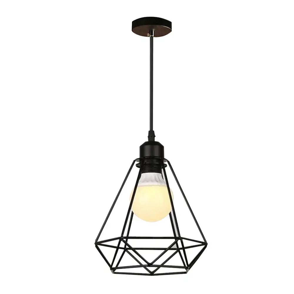 Black metal chandelier decorbites geometric wireframe pendant light with warm bulb for kitchen decorbites black metal