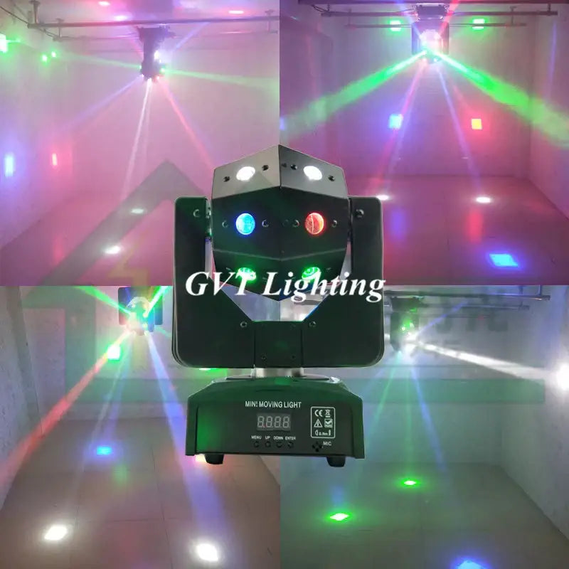 Black GVT geometric moving head light beam strobe with blue and red indicator lights for party room use