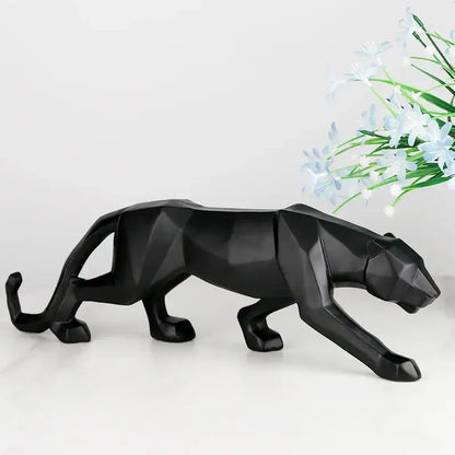 Geometric black panther resin statue with angular faceted design for living room decorbites black panther display
