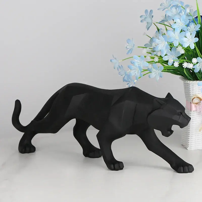 Geometric black panther resin statue with sharp facets sleek modern design for living room decorbites black panther