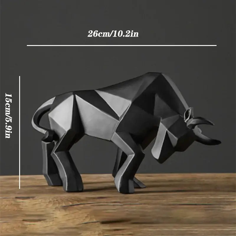 Black geometric bull bison sculpture with angular facets and matte finish for modern living room decorbites decorbites bull bison decorbites bull bison sculpture
