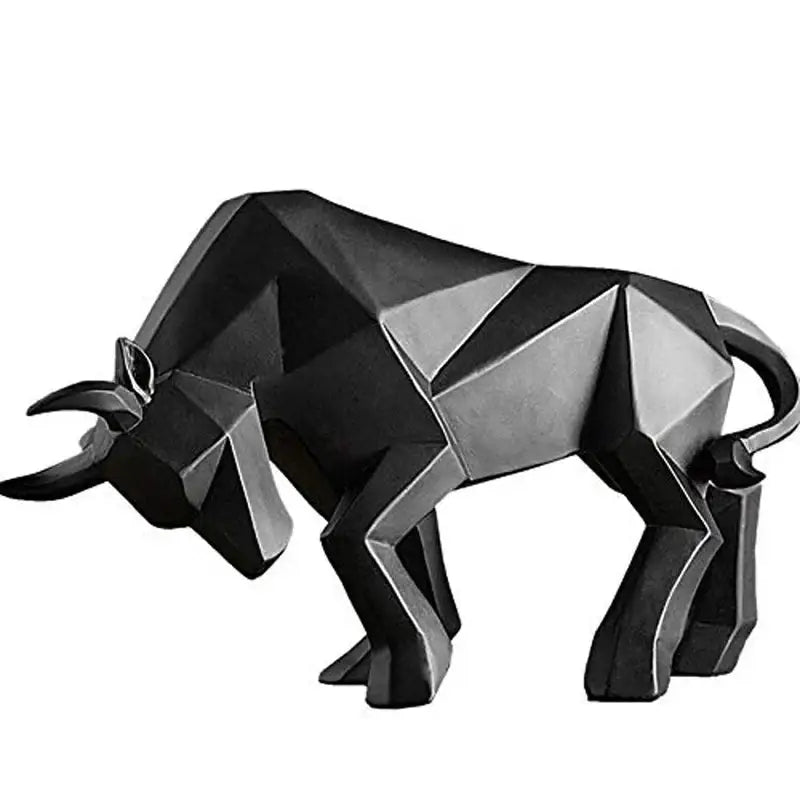 Geometric black bull bison sculpture with angular faceted design and metallic finish for living room decorbites decorbites bull bison decor