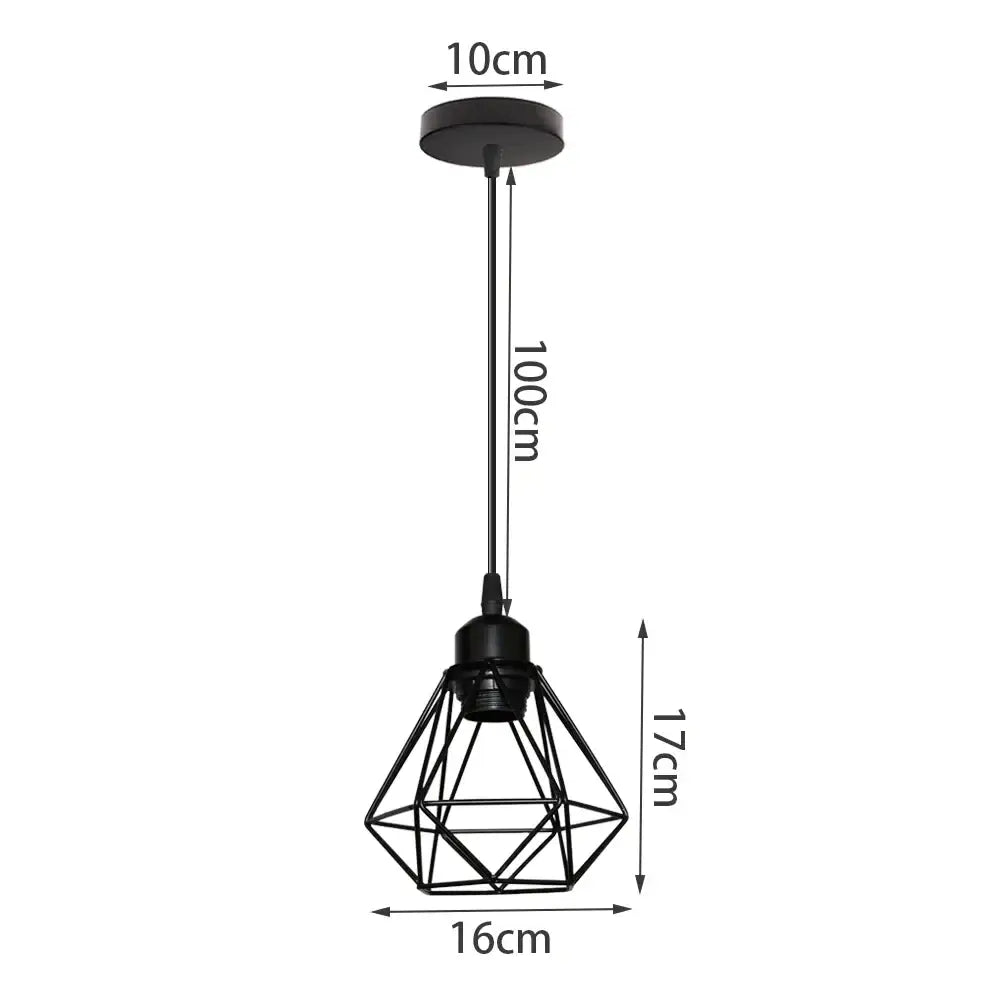 Black metal geometric iron frame pendant chandelier with diamond shaped cage design for dining room decorbites iron frame