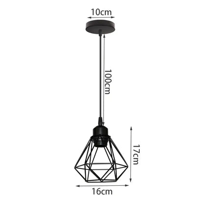 Black metal geometric iron frame pendant chandelier with diamond shaped cage design for dining room decorbites iron frame