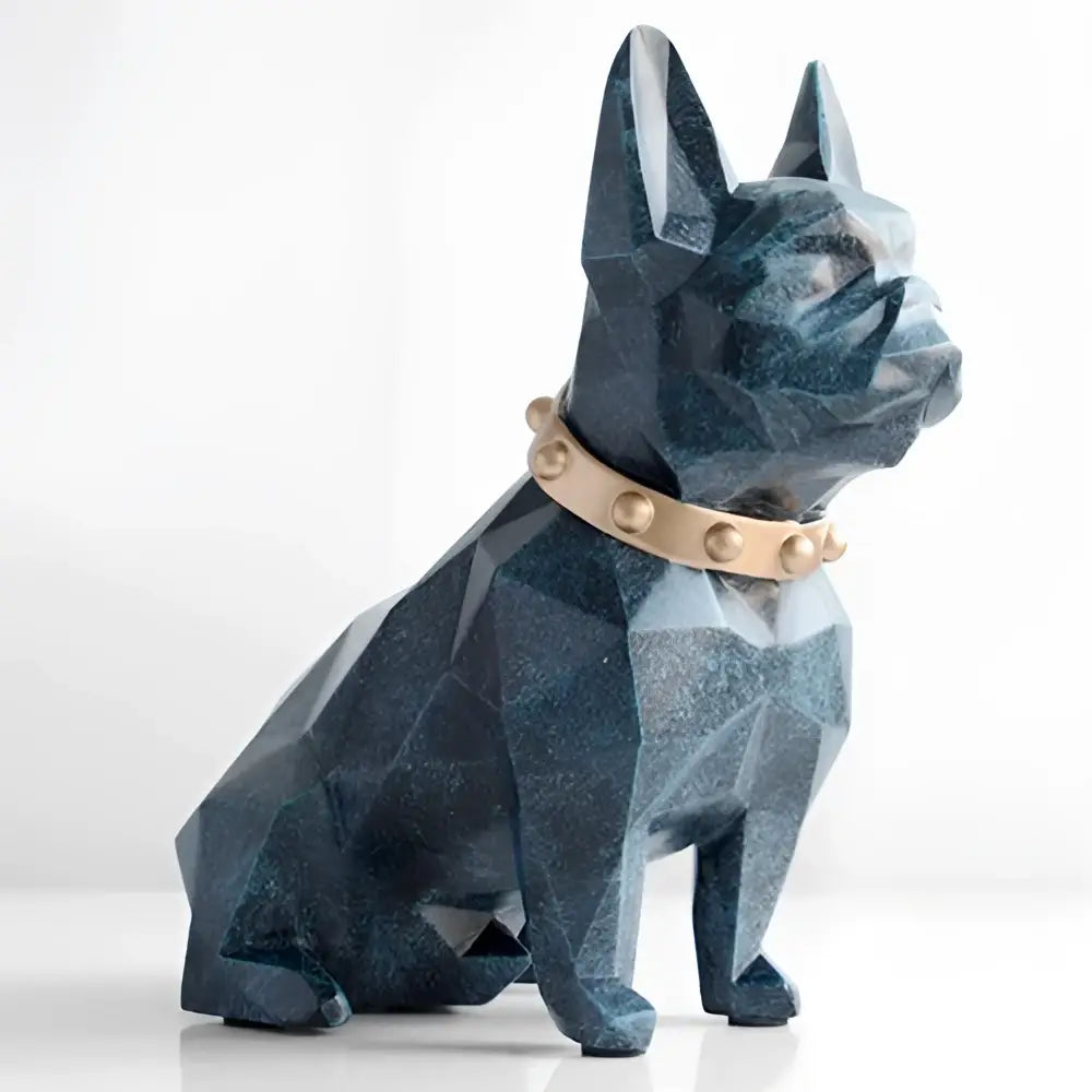 Dark teal geometric french bulldog coin bank with gold studded collar perfect for decorbites french bulldog decor