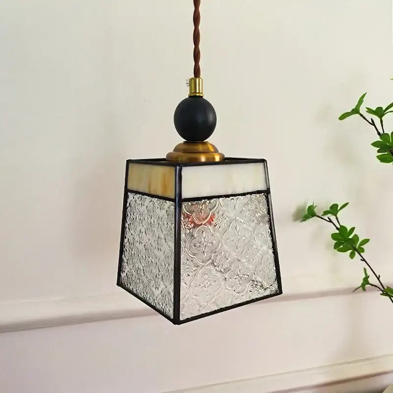 Square-shaped pendant light with black metal frame clear glass led panels and cream accent for dining room decorbites clear glass