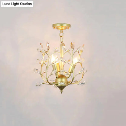 DecorBites™ DecorBites™ Geometric Brass Semi Flush Crystal Ceiling Mount - Traditional 1-Light Fixture for Hallways