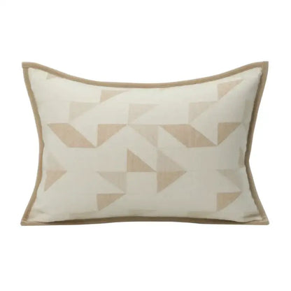 Beige geometric patterned rectangular pillow with matching border for decorbites geometric brown leather splicing throw pillow cover