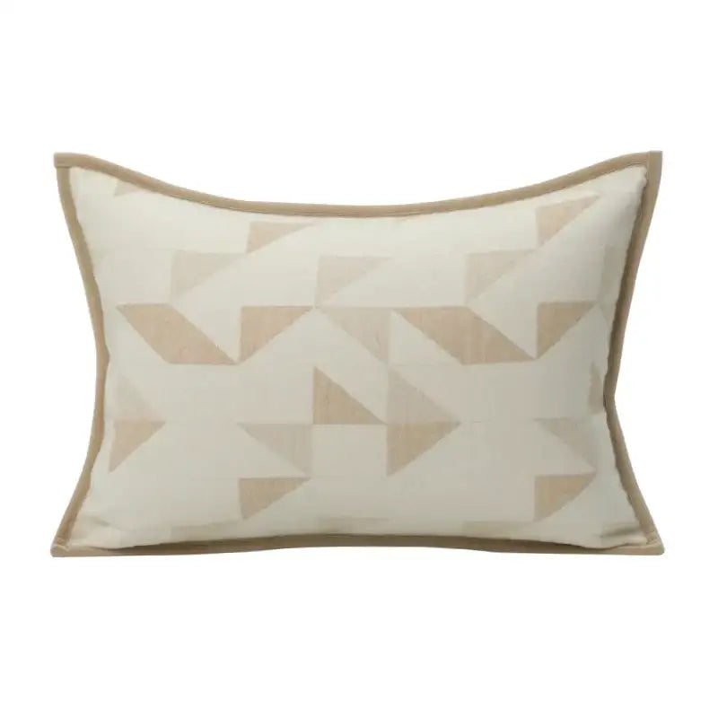 Beige geometric patterned rectangular pillow with matching border for decorbites geometric brown leather splicing throw pillow cover