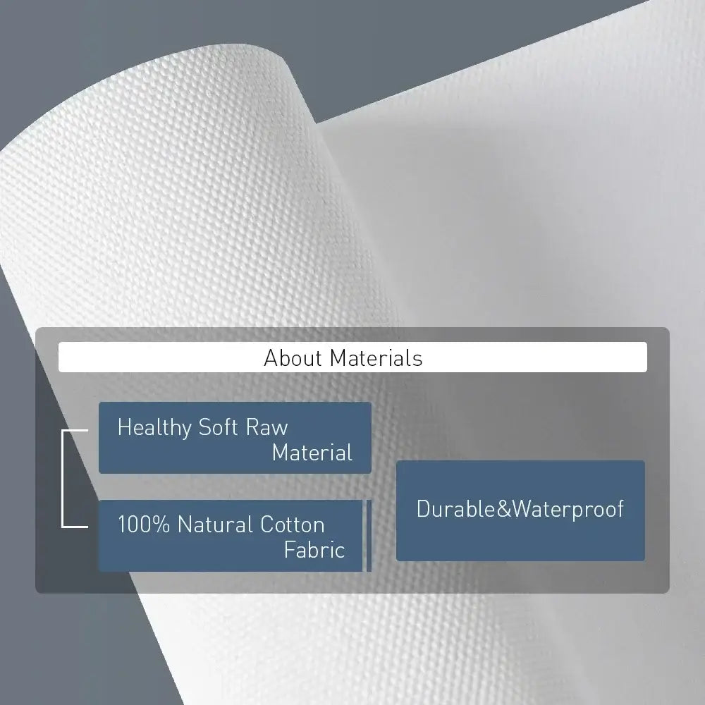 A roll of white textured 100 percent natural cotton fabric with waterproof finish for bauhaus geometric canvas prints home decor