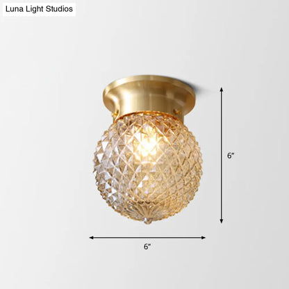 DecorBites™ DecorBites™ Geometric Ceiling Lamp: Colonial Style, 1 Bulb, Brass Frame, Transparent Glass