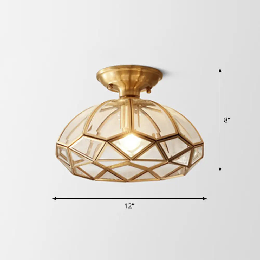 DecorBites™ DecorBites™ Geometric Ceiling Lamp: Colonial Style, 1 Bulb, Brass Frame, Transparent Glass