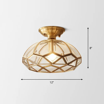 DecorBites™ DecorBites™ Geometric Ceiling Lamp: Colonial Style, 1 Bulb, Brass Frame, Transparent Glass
