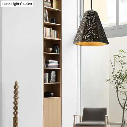 Geometric Cement Pendant Light - 1 Light Simplicity Hanging Light (Black/White/Yellow)