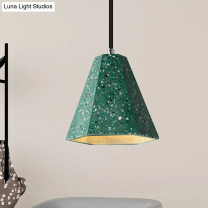 Geometric Cement Pendant Light - 1 Light Simplicity Hanging Light (Black/White/Yellow)