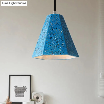 Geometric Cement Pendant Light - 1 Light Simplicity Hanging Light (Black/White/Yellow)