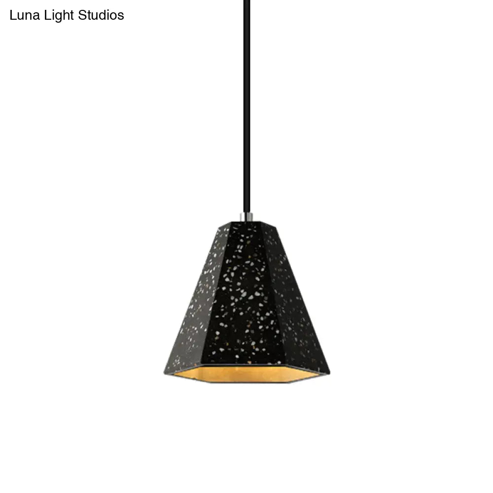 Geometric Cement Pendant Light - 1 Light Simplicity Hanging Light (Black/White/Yellow)