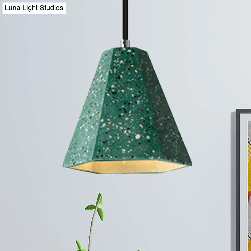 Geometric Cement Pendant Light - 1 Light Simplicity Hanging Light (Black/White/Yellow)