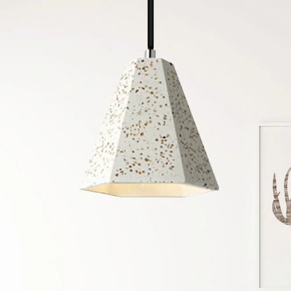 Geometric Cement Pendant Light - 1 Light Simplicity Hanging Light (Black/White/Yellow)