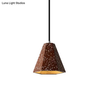 Geometric Cement Pendant Light - 1 Light Simplicity Hanging Light (Black/White/Yellow)