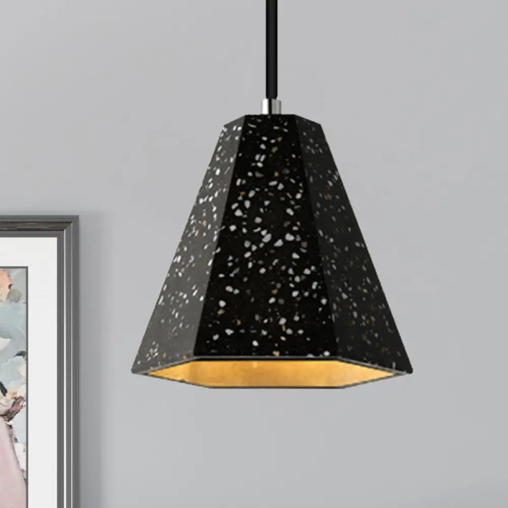 Geometric Cement Pendant Light - 1 Light Simplicity Hanging Light (Black/White/Yellow)