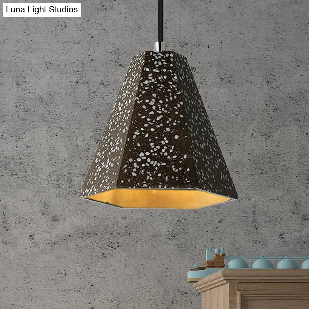 Geometric Cement Pendant Light - 1 Light Simplicity Hanging Light (Black/White/Yellow)